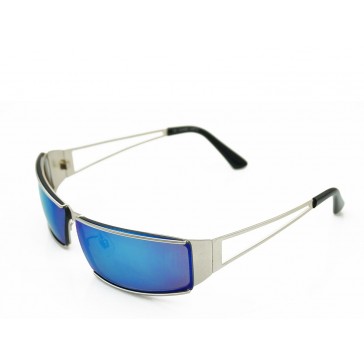 Trendige Sonnenbrille mit Metallgestell-Silber / Blau 