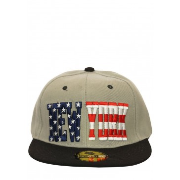 New York (Star n Stripes) Design - Snapback / Base Cap-Khaki