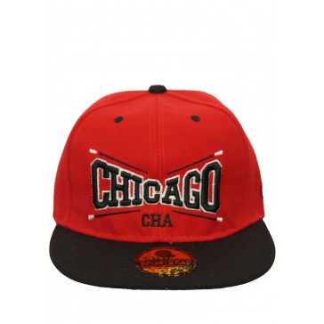 Chicago Design - Snapback / Base Cap-Rot / Schwarz