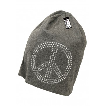 Beanie in trendigen Peace Design-Dunkel Grau 
