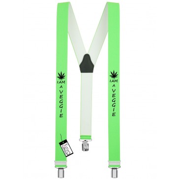 Hosenträger I am a Veggie Design mit 3 Clips von Xeira®-Neon Grün