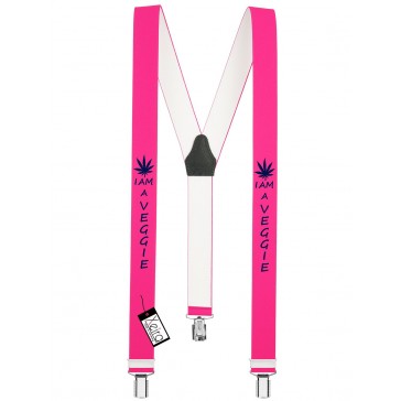 Hosenträger I am a Veggie Design mit 3 Clips von Xeira®-Neon Pink