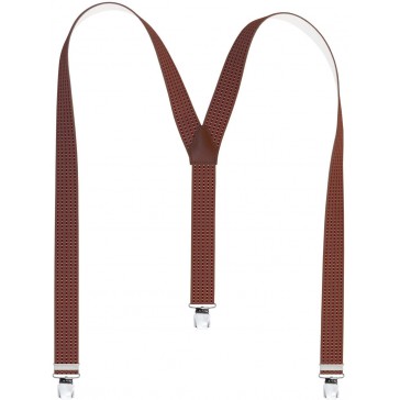 Hosenträger in Trendigen Braun mit Bordeaux Streifen und Weißen Punkte Design - Extra Lang und Extra Starken Clips