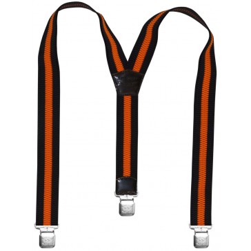 Hosenträger in Trendigen Schwarz mit einen Orangen Streifen - mit XL Adler Clips und 40mm Breite