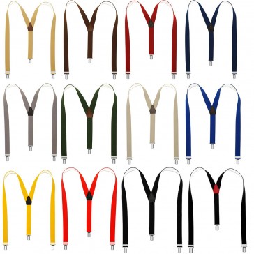 Hochwertige Hosenträger in Eleganten Uni Farben mit 3 Clips 