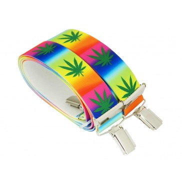 Hochwertige Hosenträger in Cannabis Multicolour Design mit 4 Clips