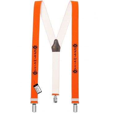 Hosenträger Edelweiss Design mit 3 Clips von Xeira®-Orange