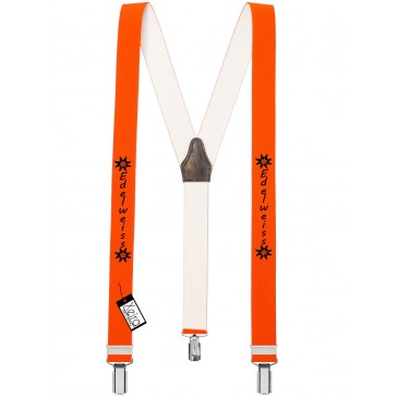 Hosenträger Edelweiss Design mit 3 Clips von Xeira®-Neon Orange