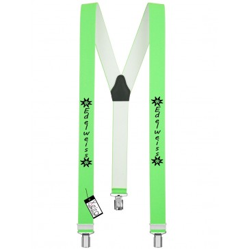 Hosenträger Edelweiss Design mit 3 Clips von Xeira®-Neon Grün