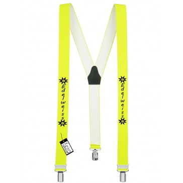Hosenträger Edelweiss Design mit 3 Clips von Xeira®-Neon Gelb
