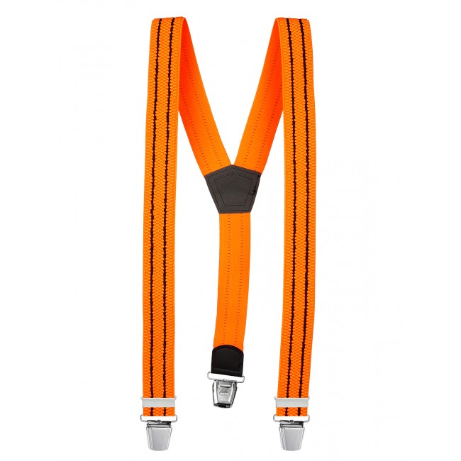 Hosenträger in Neon Orange mit Schwarzen Streifen Design mit XL Clips