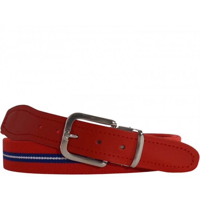 bis Roten 160 Elastik- in Leder Blau Rot Hochwertiger Gestreift Weiß Endstück mit - Bundweite Stoffgürtel