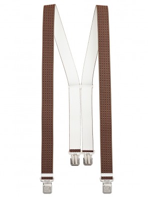 Xeira® - Hosenträger in Trendigen Braun / Bordeaux Punkte & Gestreiften Design mit 4 Extra Starken XL Adler Clips
