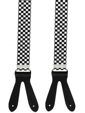 Hochwertige Hosenträger in Karro Design mit Lederriemen