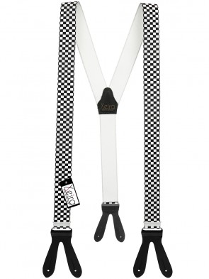 Hochwertige Hosenträger in Karro Design mit Lederriemen