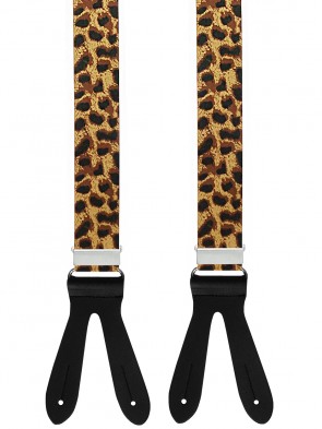 Hochwertige Hosenträger in Leopard Design mit Lederriemen
