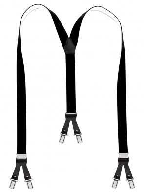 Hochwertige Hosenträger in Uni Faben mit Lederriemen und 6 Clips - Verfügbar in XXXL Länge