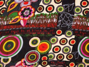 Loop Schal mit buntem Blumen / Paisley Motiv  - Schwarz / Multicolor